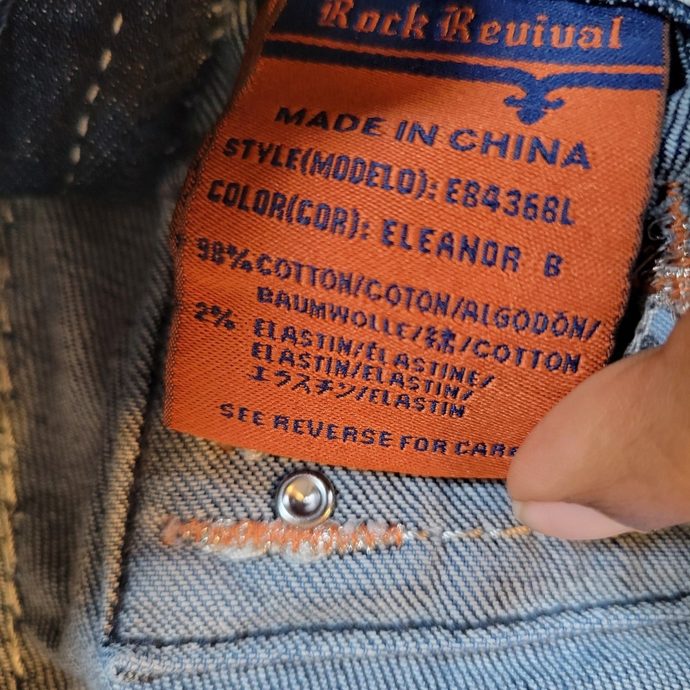Rock Revival Womens Eleanor Bootcut Dark Wash Rhinestone Jeans Size 31 Blue - Picture 6 of 12